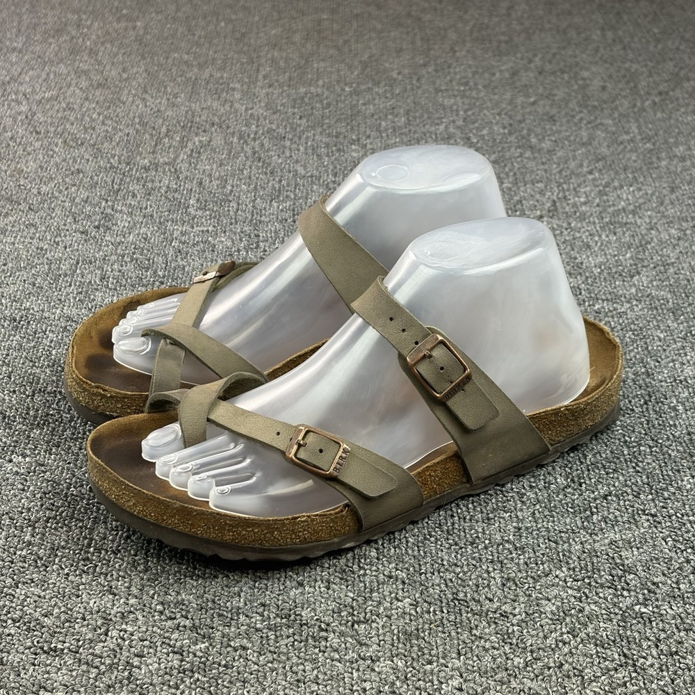 Birkenstock Mayari Olive Green Birko-Flor Thong Sandals Womens EU 40 US 9 Narrow
